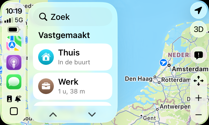 Vastgemaakte locaties in Apple Kaarten in CarPlay