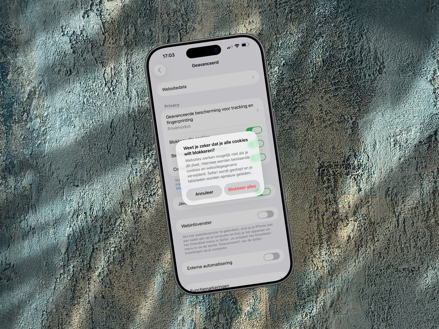 Cookies blokkeren iOS