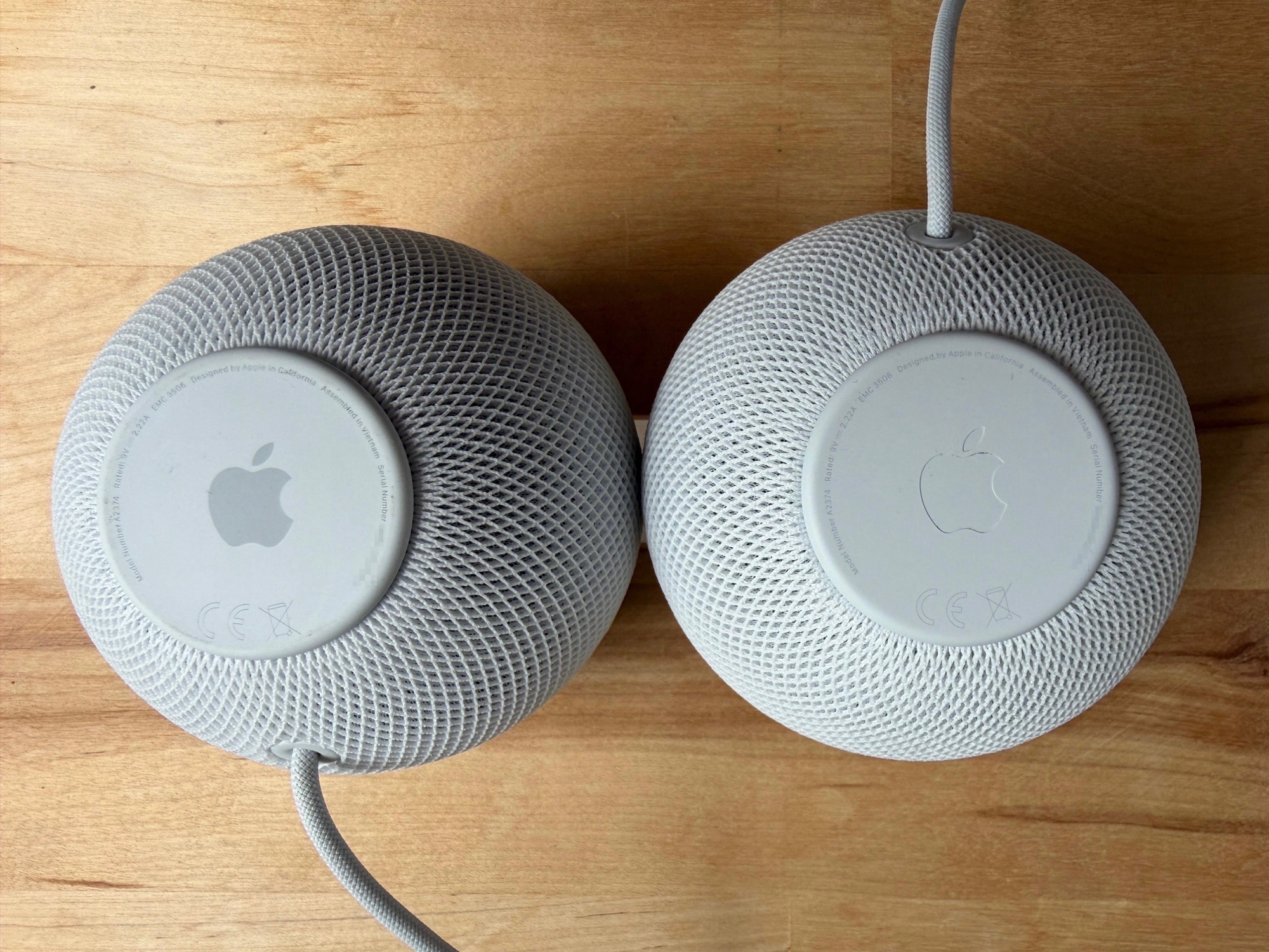 HomePod mini onderkant: oud vs nieuw