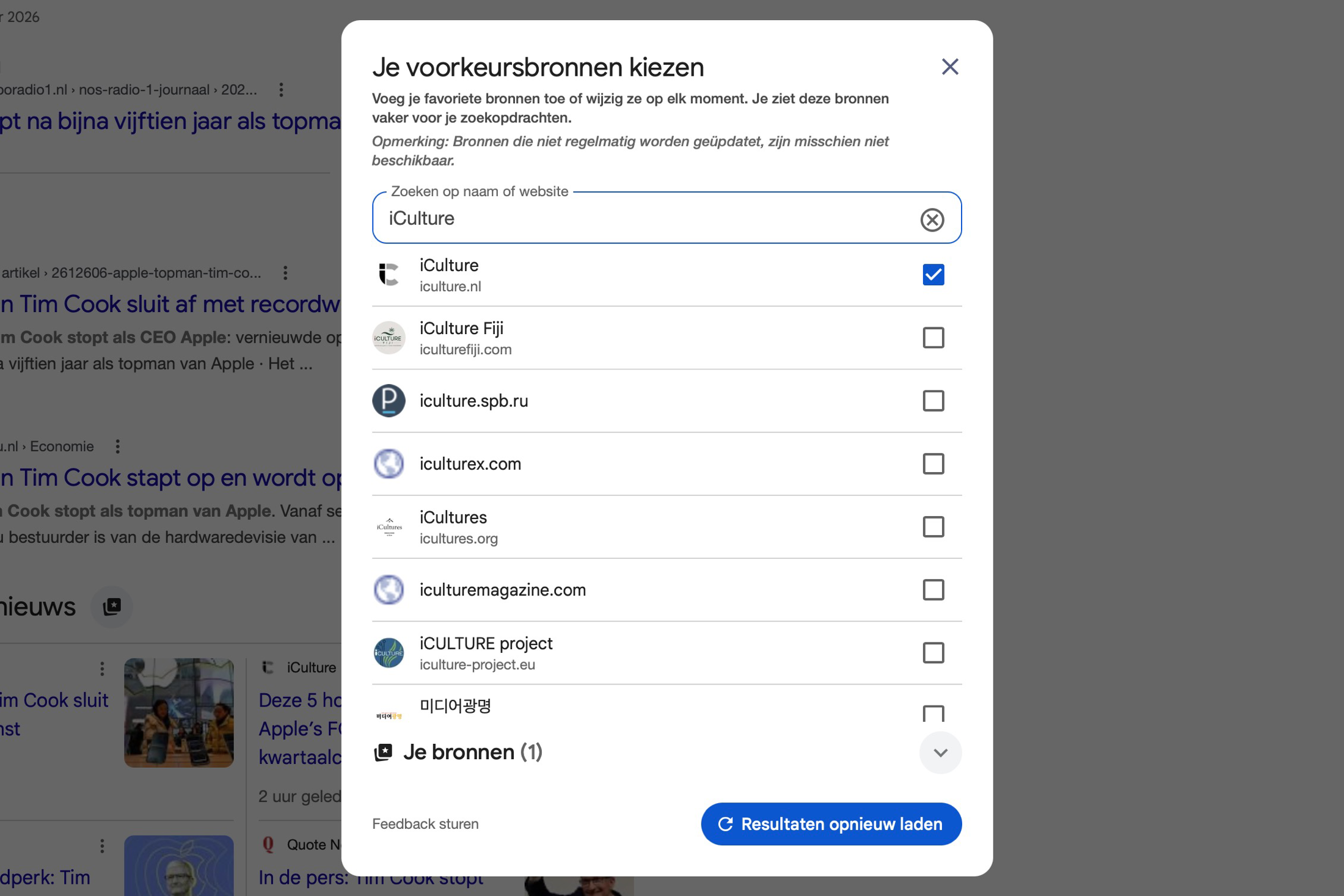 iCulture als voorkeur in Google instellen