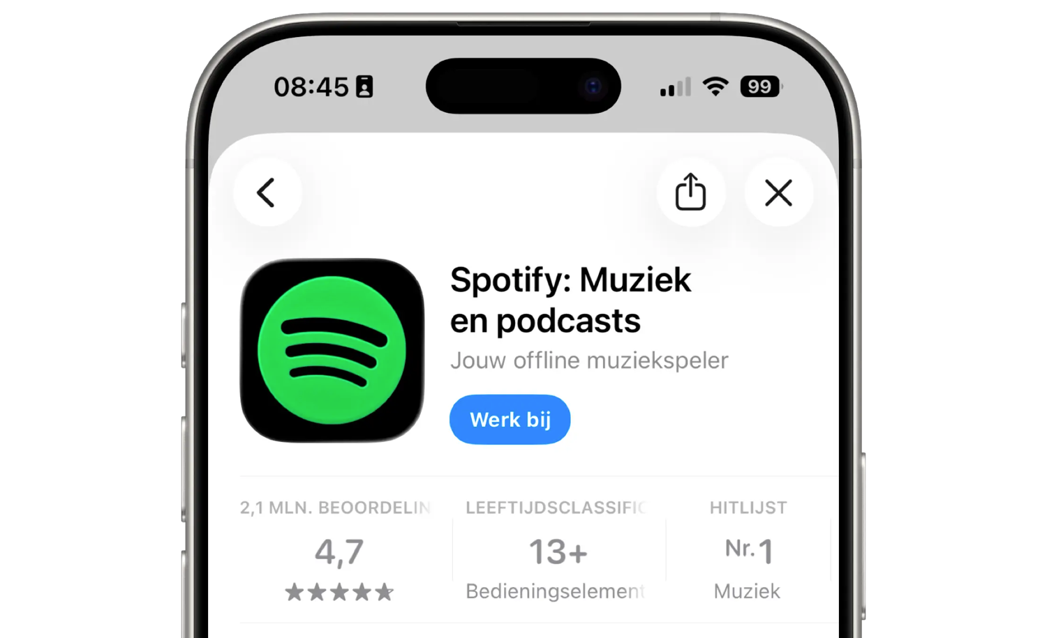 Spotify update met oude appicoontje