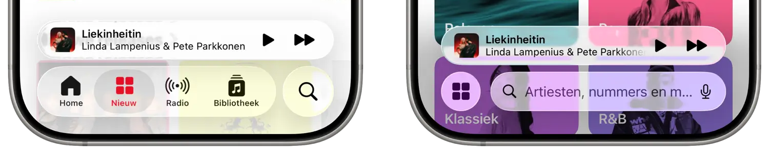 Zoekfunctie in apps in iOS 26