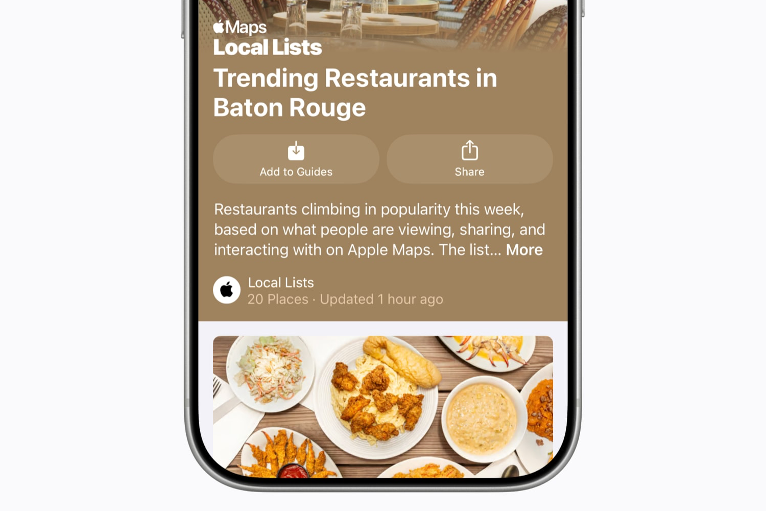 Apple Maps local lists