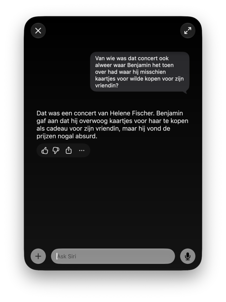 Persoonlijke context in Siri AI op de Mac