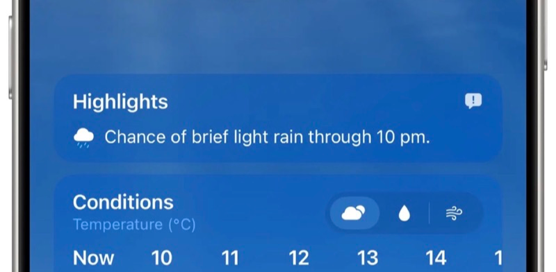 Highlights in de Weer-app van iOS 27