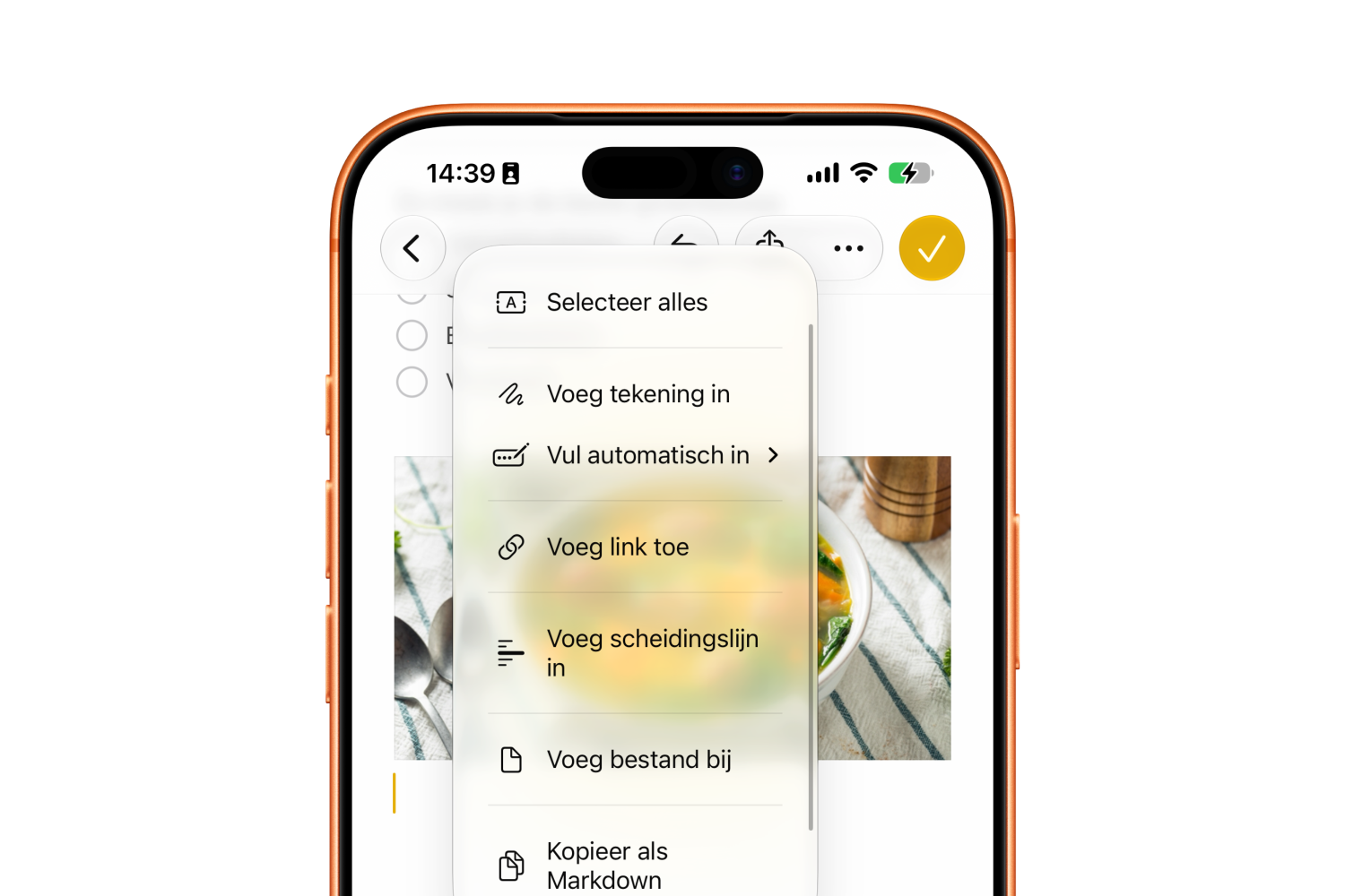 Scheidingslijn in de Notities-app op iOS 27