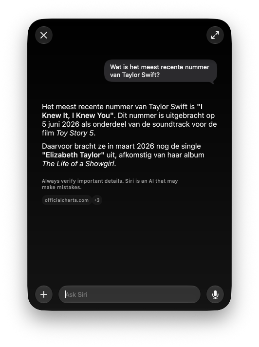 Siri AI vraag muziek