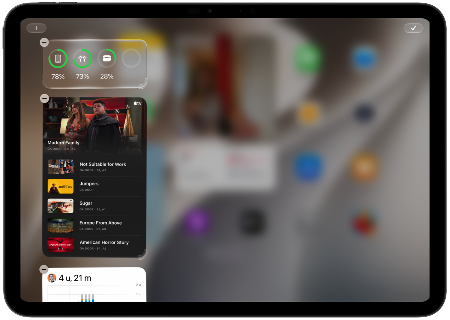 Vandaag overzicht in iPadOS 27 met grote widgets