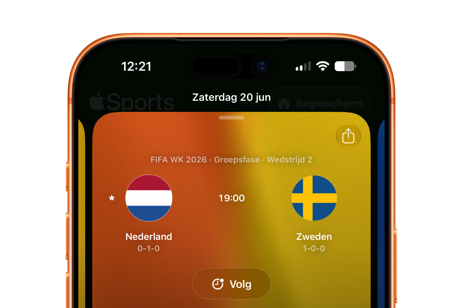 Wedstrijden volgen in Apple Sports