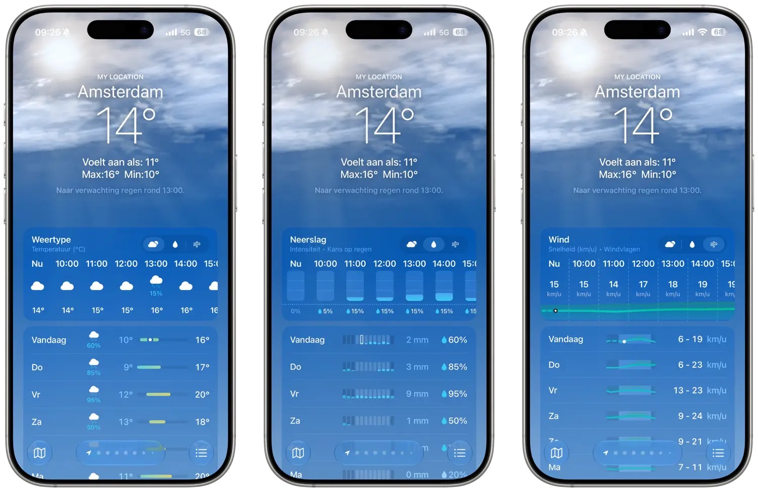 Weer-app iOS 27 gedetailleerd overzicht