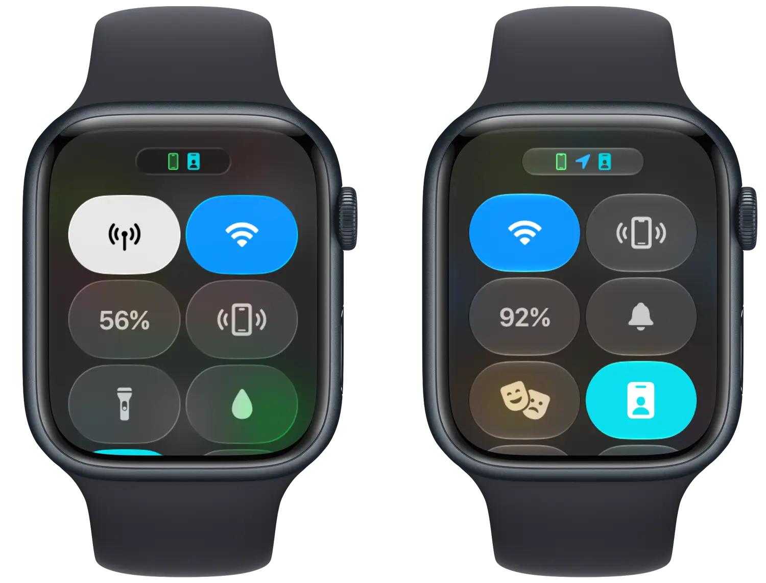 Bedieningspaneel op Apple Watch: watchOS 26 vs watchOS 27