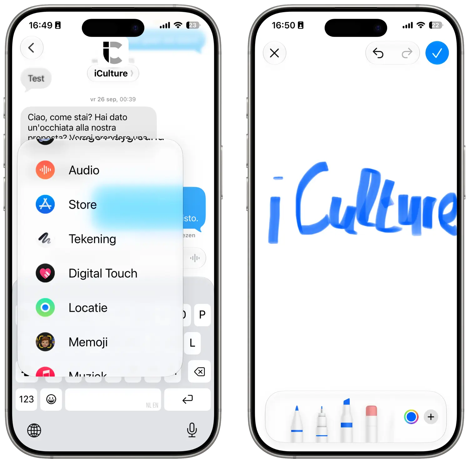 Tekening-app in iOS 27 in iMessage