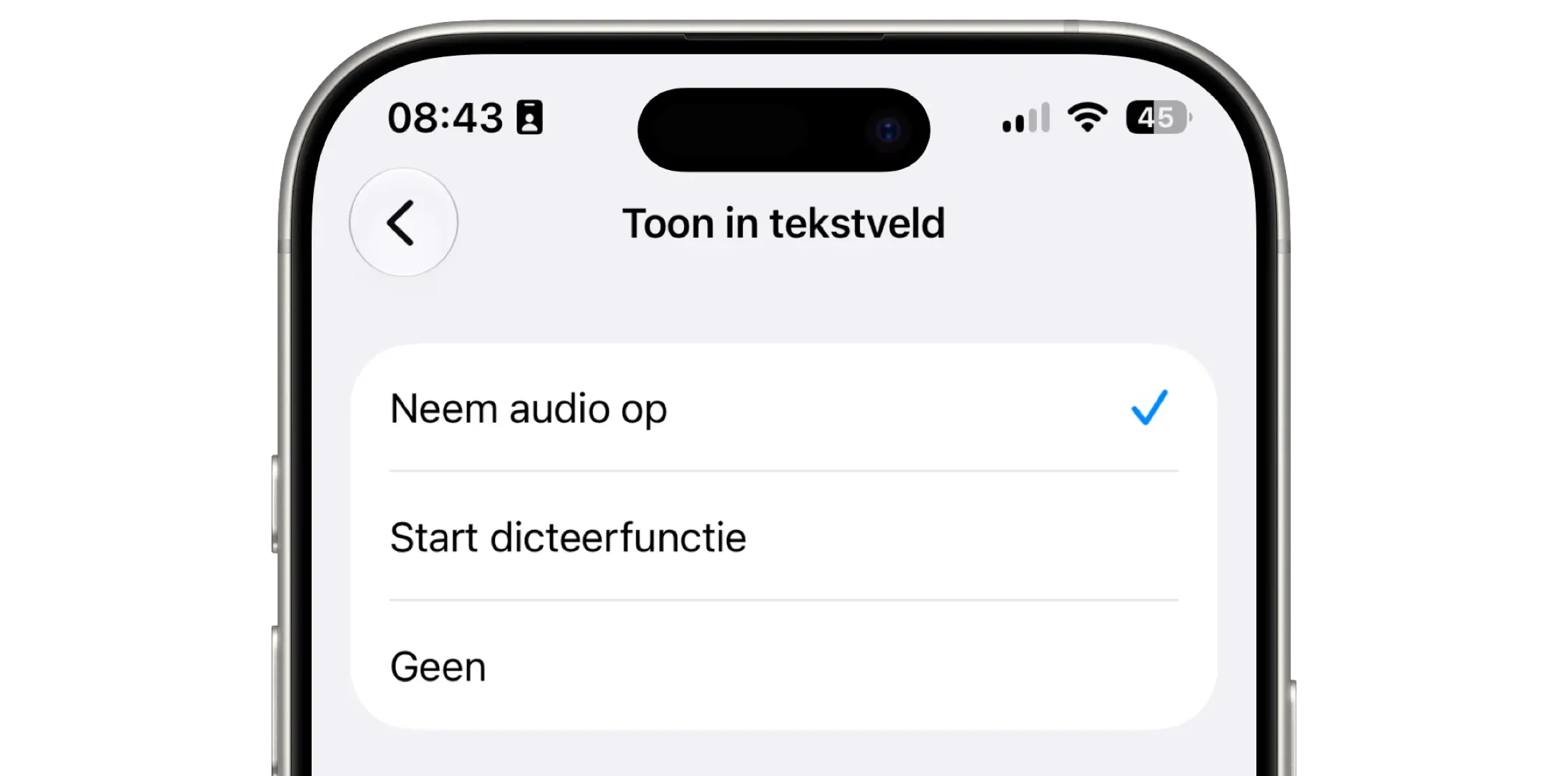 iOS 27: Opnameknop in tekstveld in iMessage