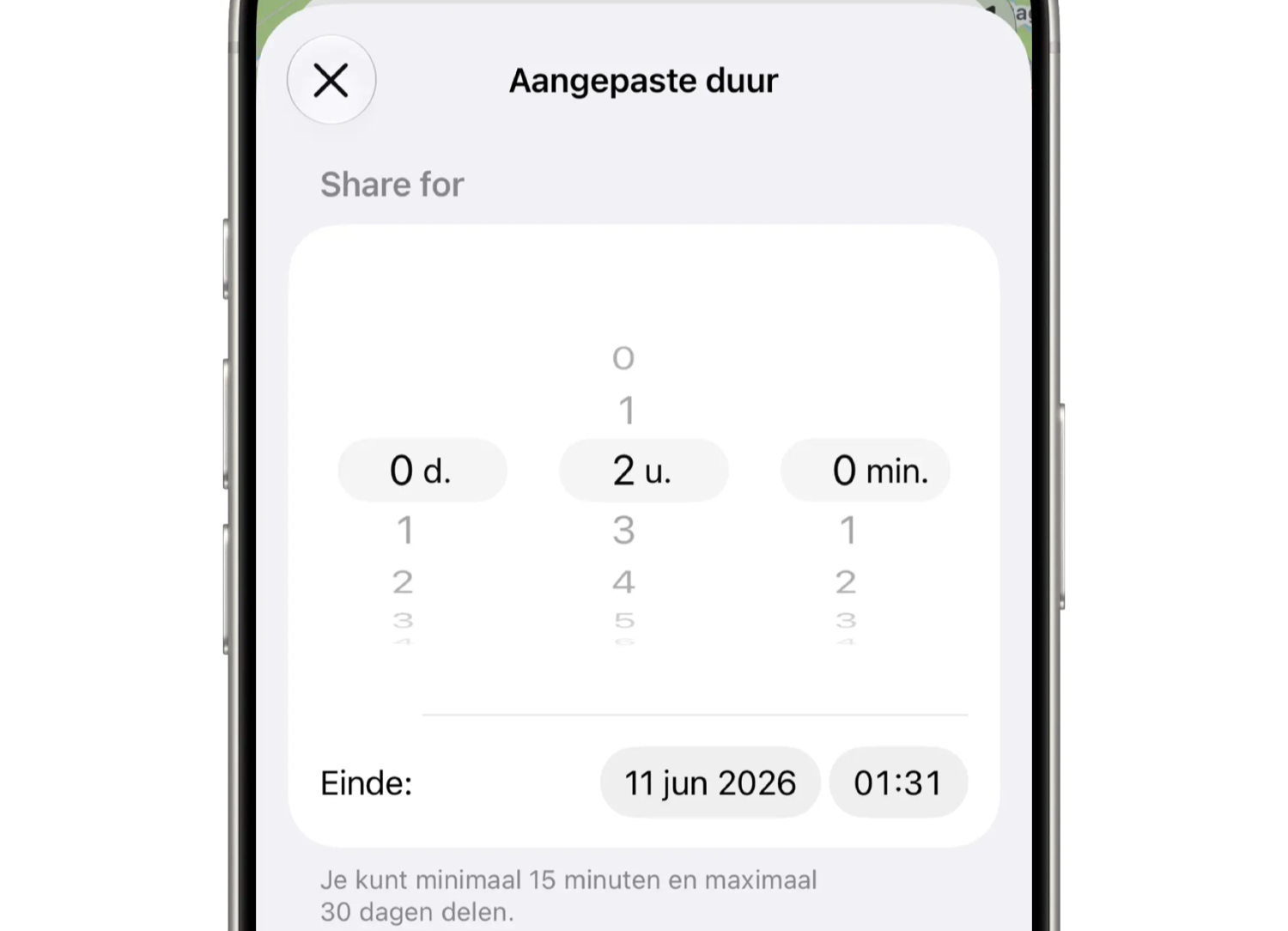 Aangepaste tijd in Zoek mijn in iOS 27
