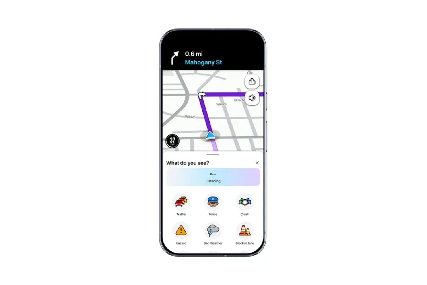 Conversationele melding maken in Waze