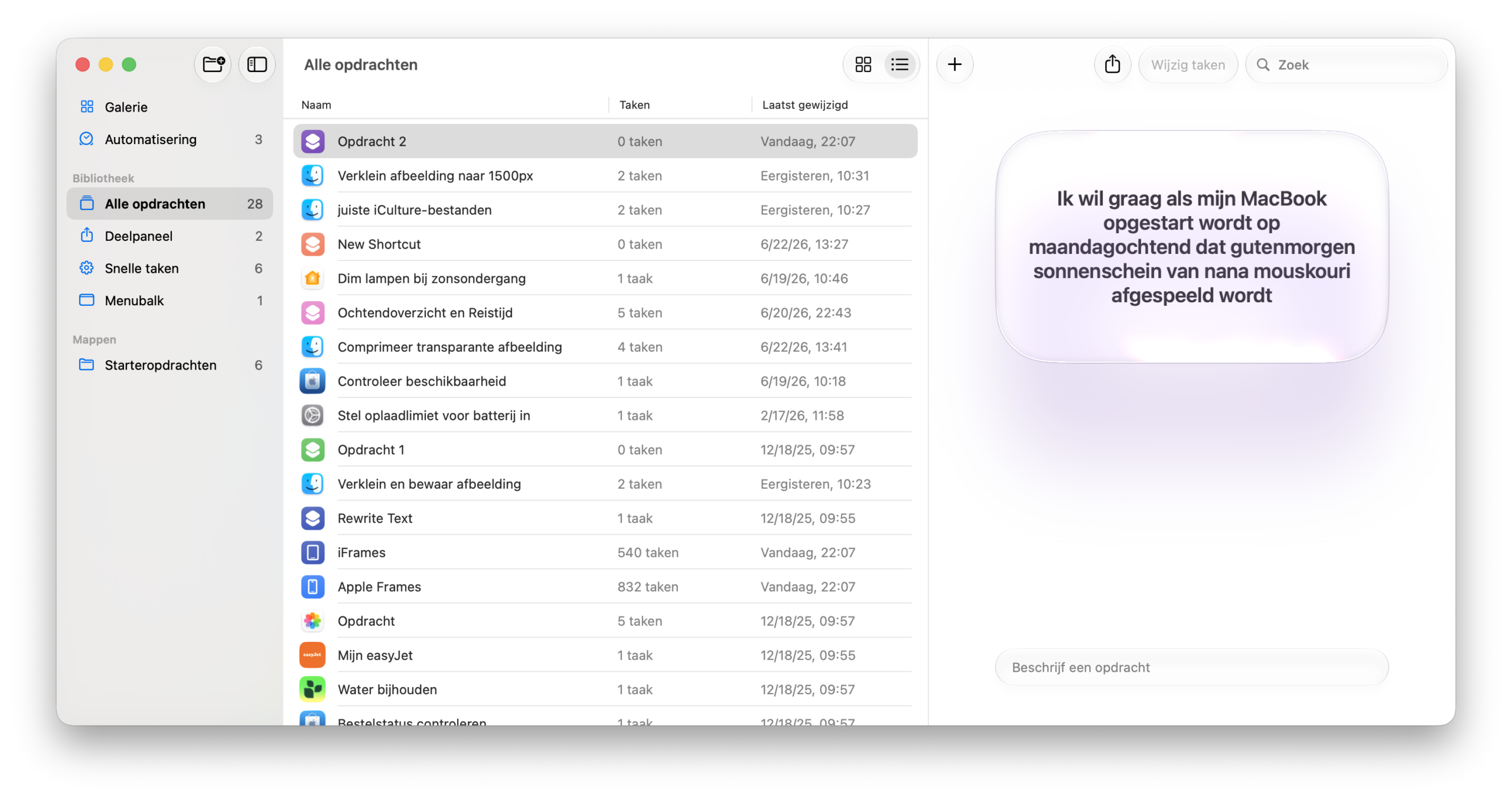 Opdrachten macOS 27