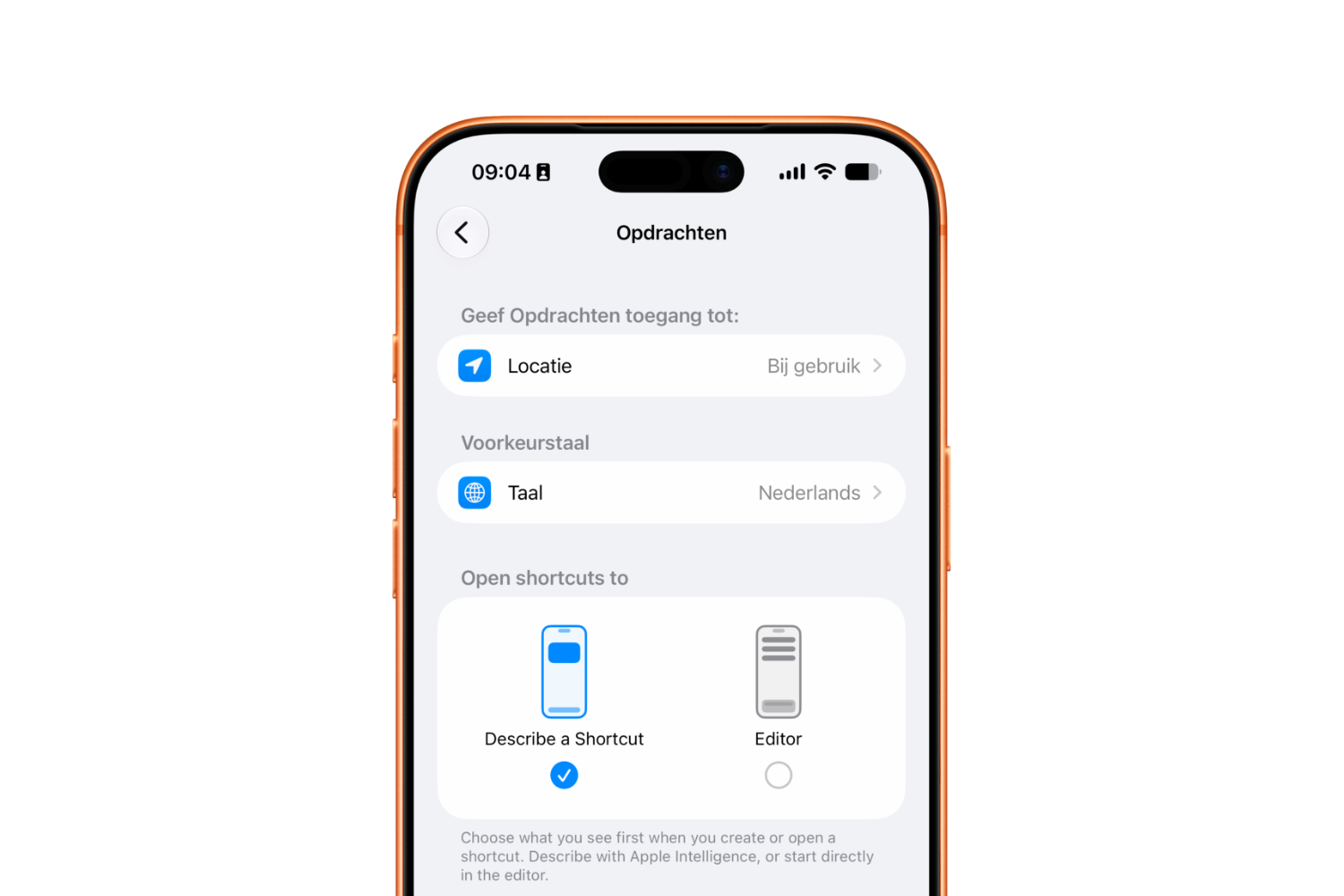 Opdrachten openen iOS 27