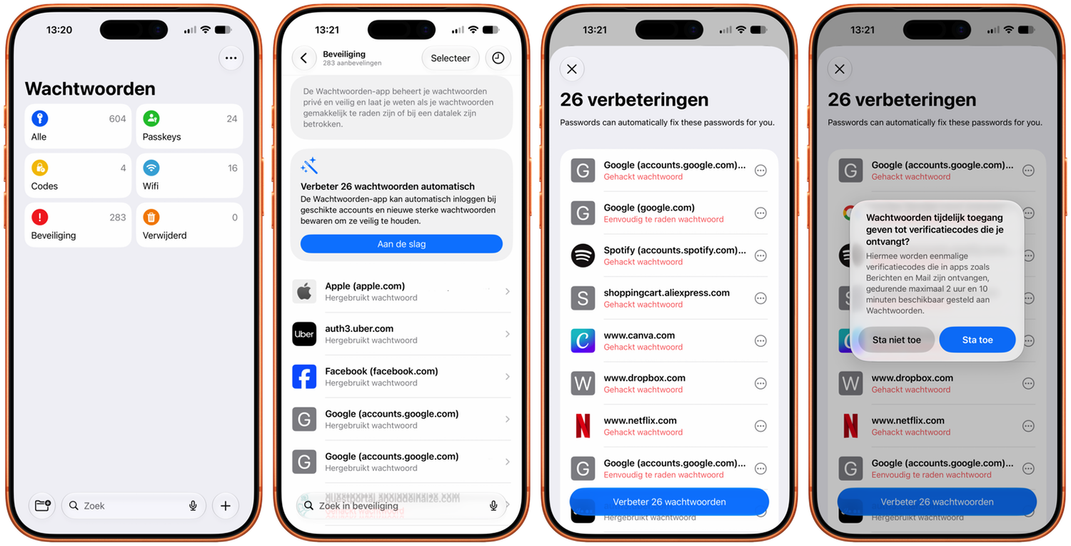 Wachtwoorden veranderen iOS 27