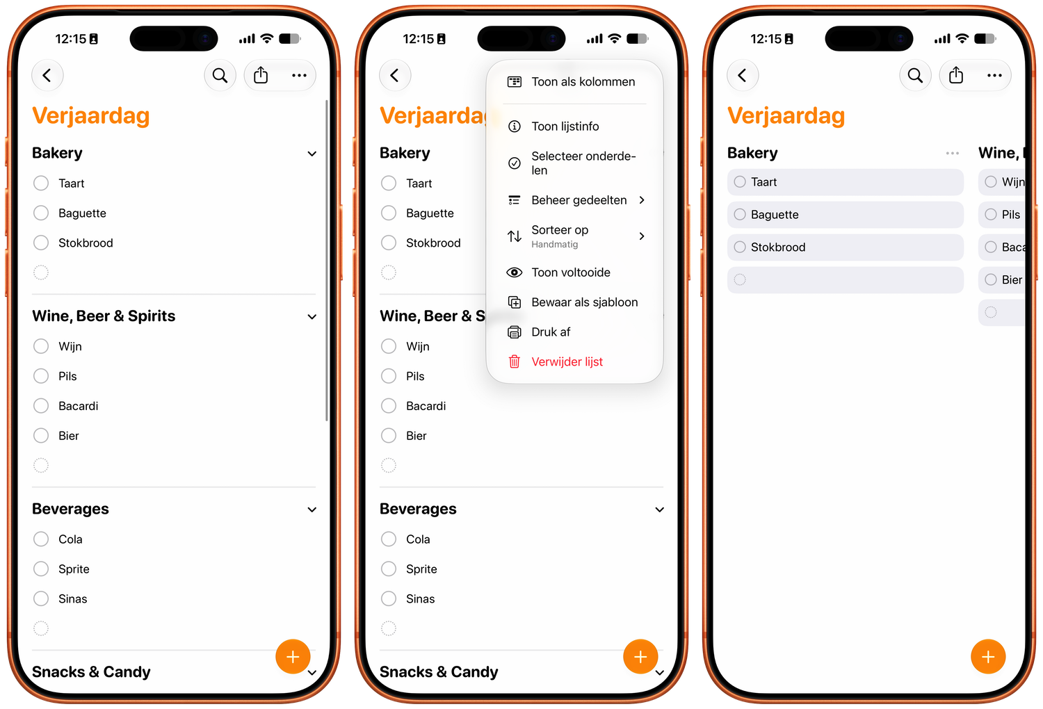 Weergave veranderen in Herinneringen-app