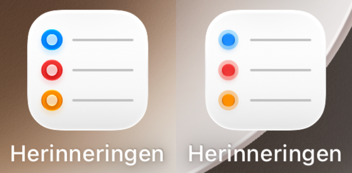 Herinneringen-app in iOS 27: icoontje met Liquid Glass