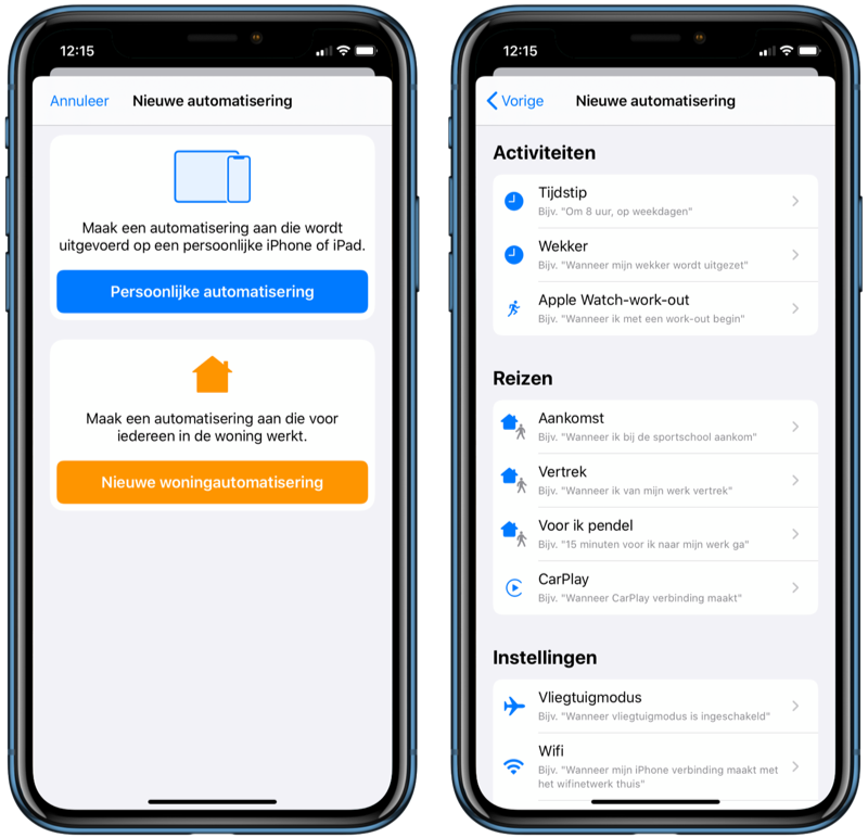 Automations in Siri Shortcuts in iOS 13.1.