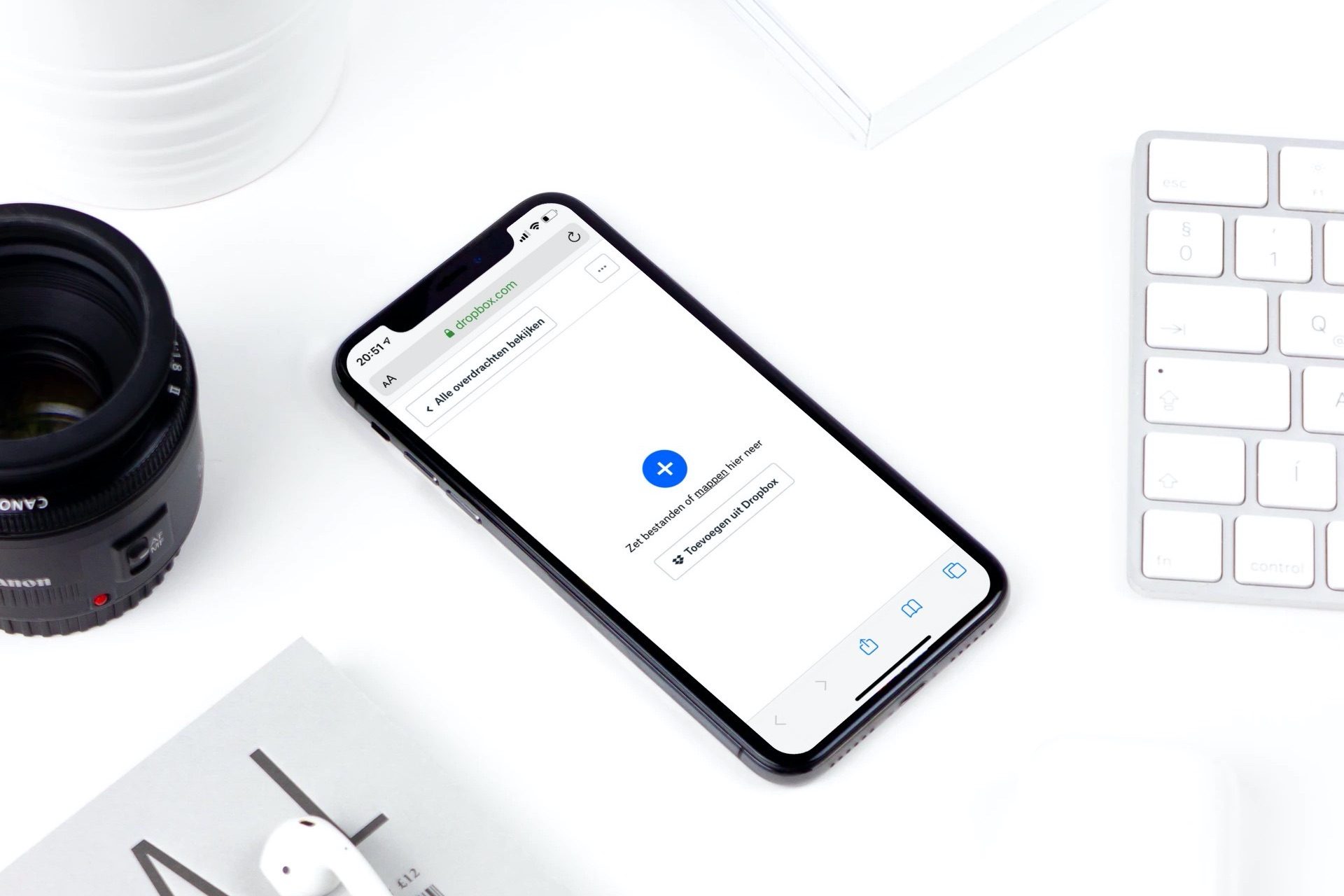 Dropbox Transfer op iPhone.