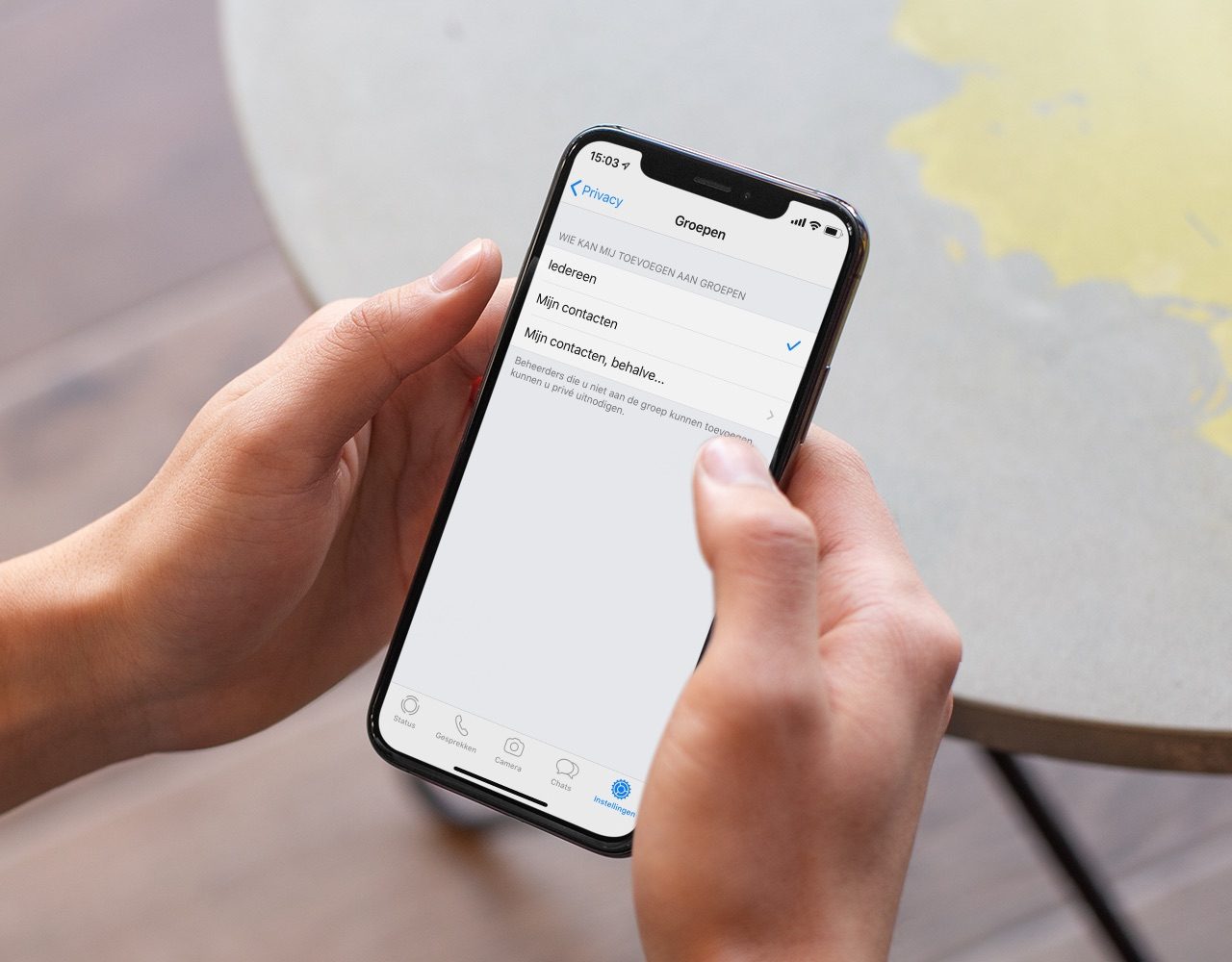 WhatsApp groepen privacy uitnodigingen blokkeren.