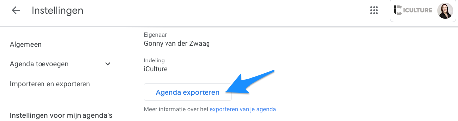 Google Agenda exporteren