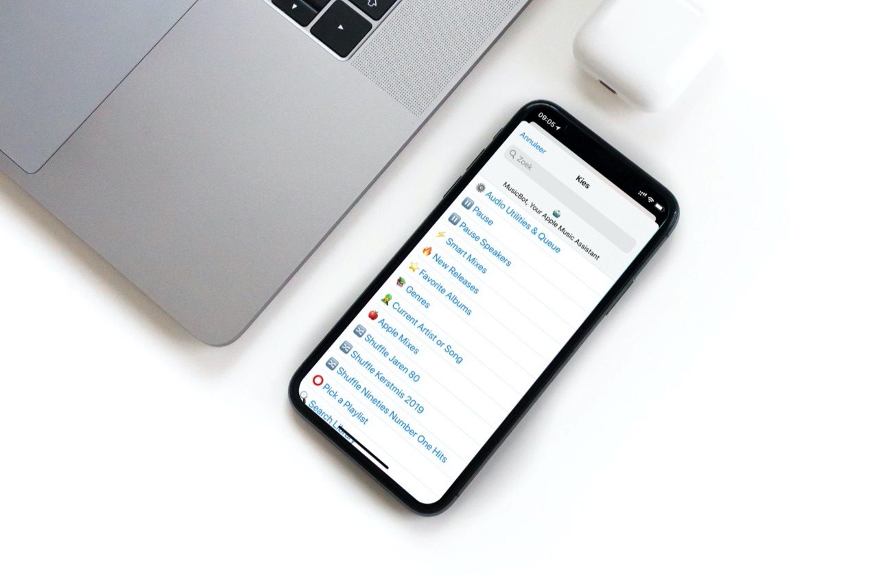 MusicBot Siri Shortcuts menu.