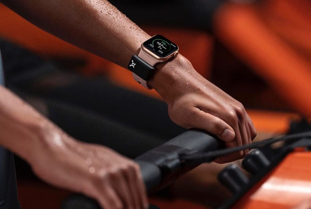 Apple Watch OrangeTheory heart rate sensor.