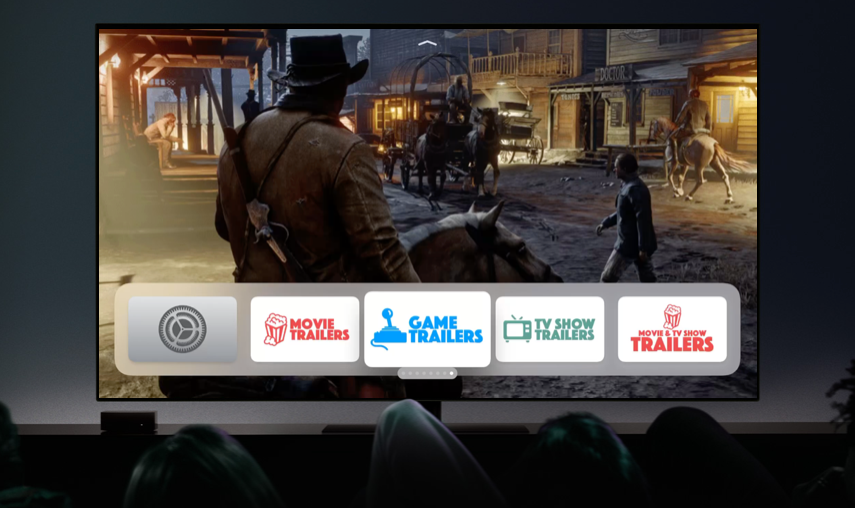 Best Game Trailers op Apple TV op beginscherm.