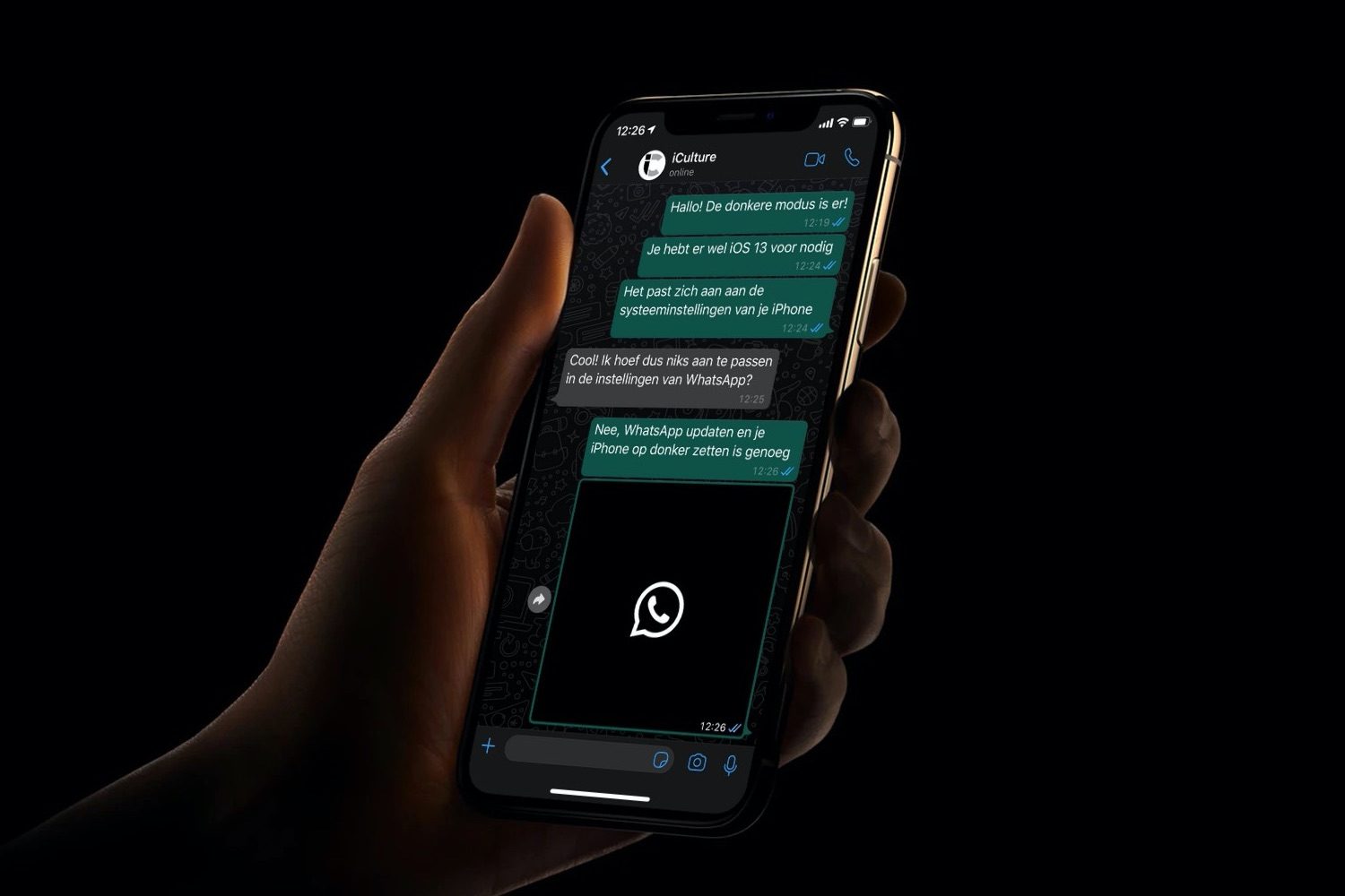 WhatsApp dark mode voor iOS.