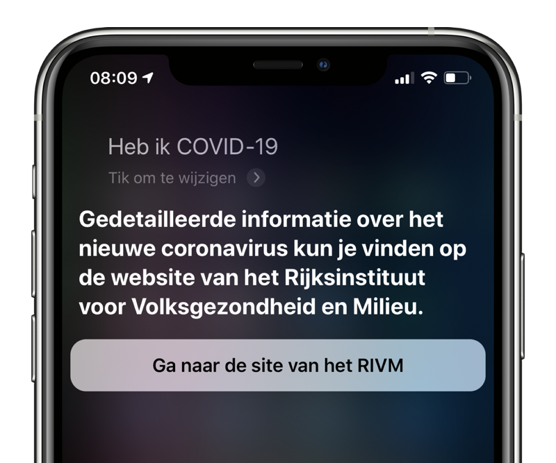 Siri COVID-19 vragen