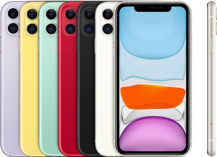 iPhone 11 kleuren in stapel.