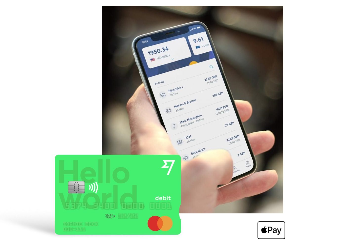 TransferWise app en kaart.