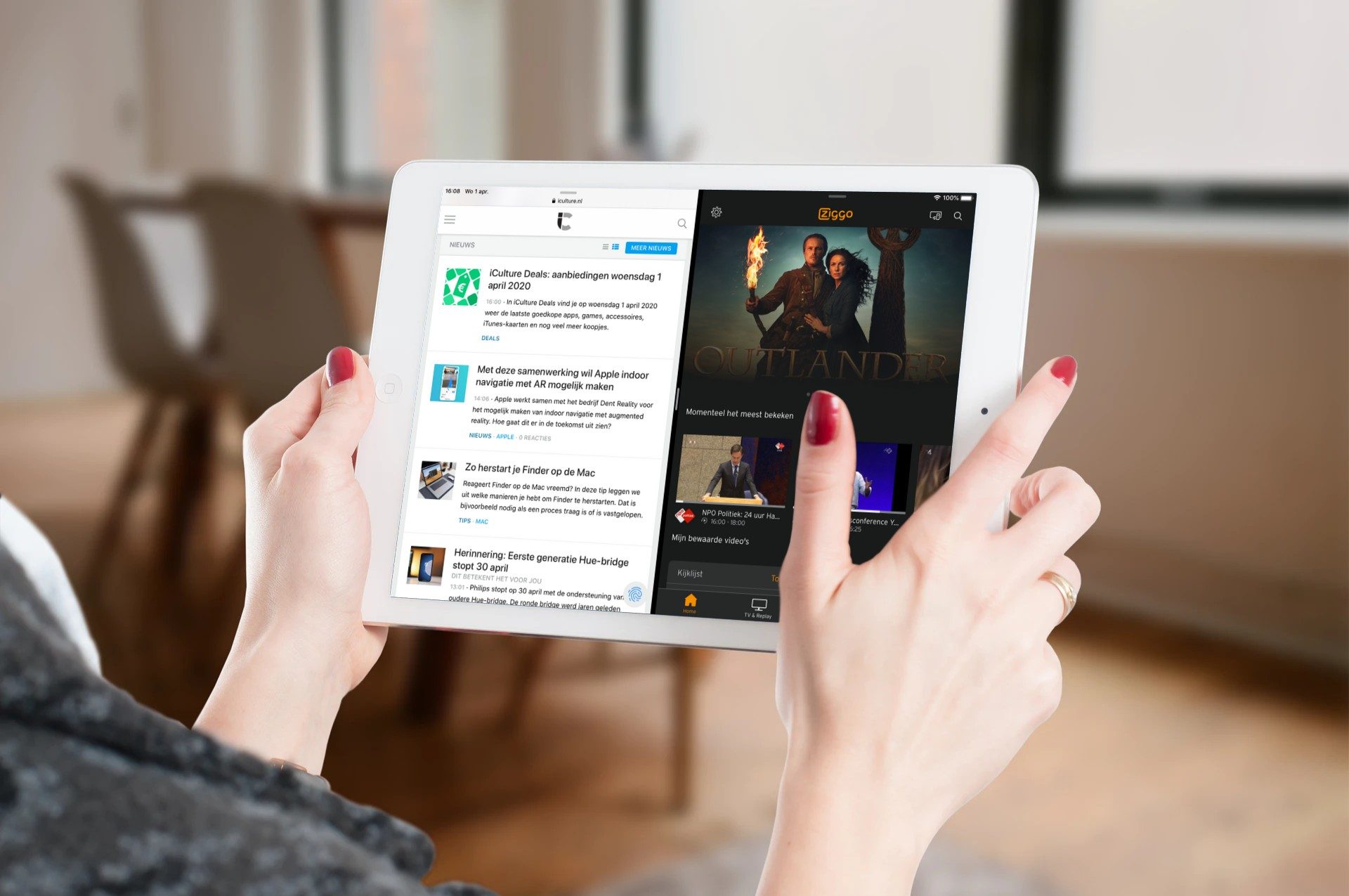 Ziggo Go iPad met Split View.