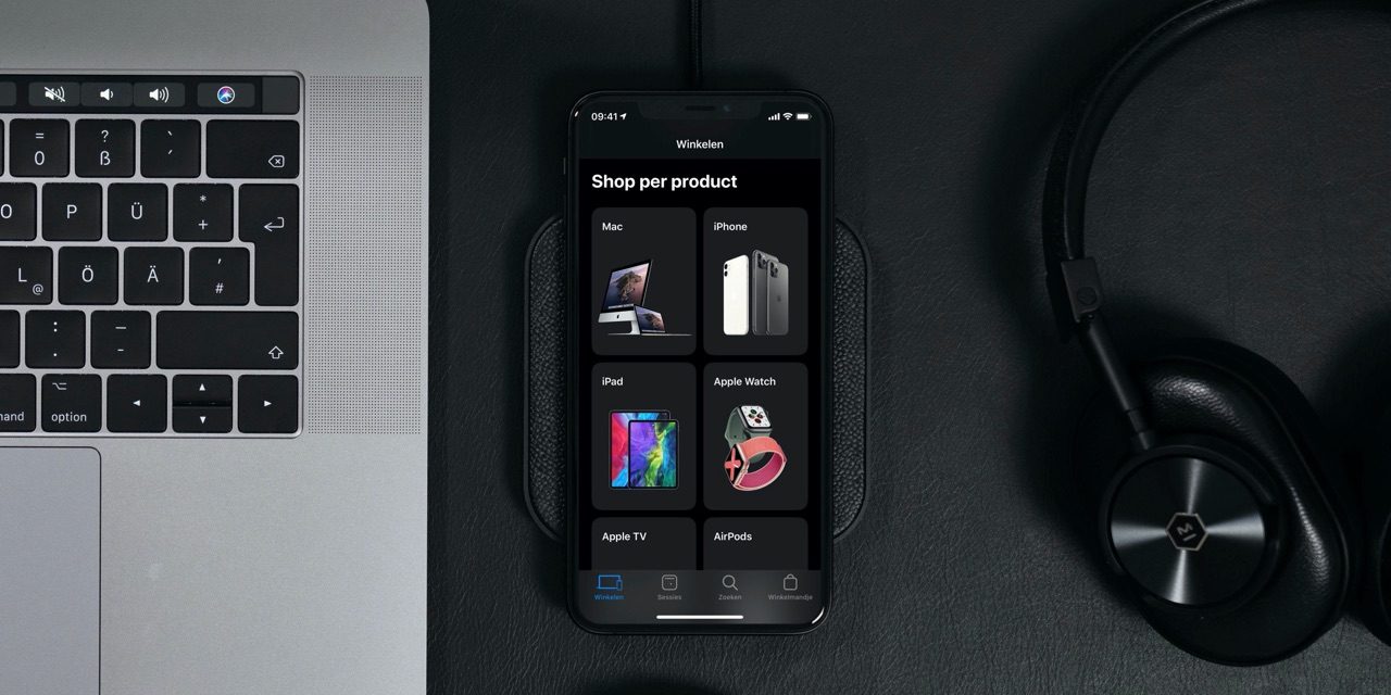 Apple Store app in het donker.