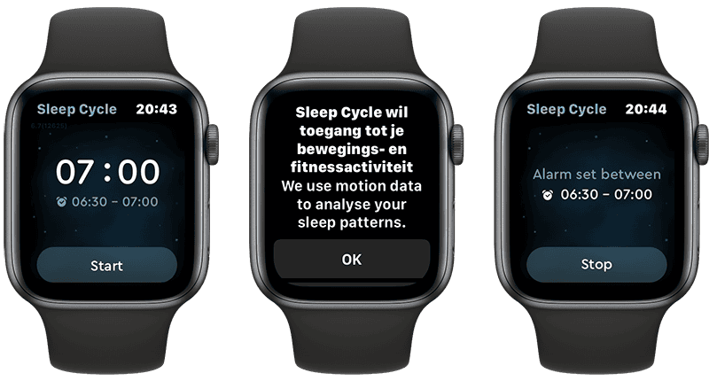 Sleep Cycle of Apple Watch, wekker instellen