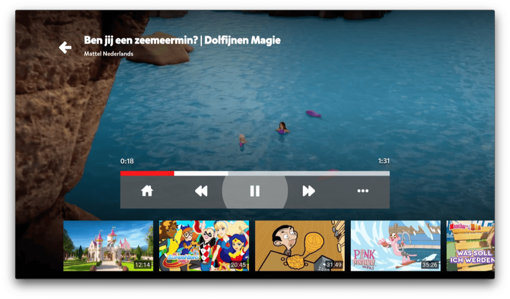Video afspelen op YouTube Kids op Apple TV.
