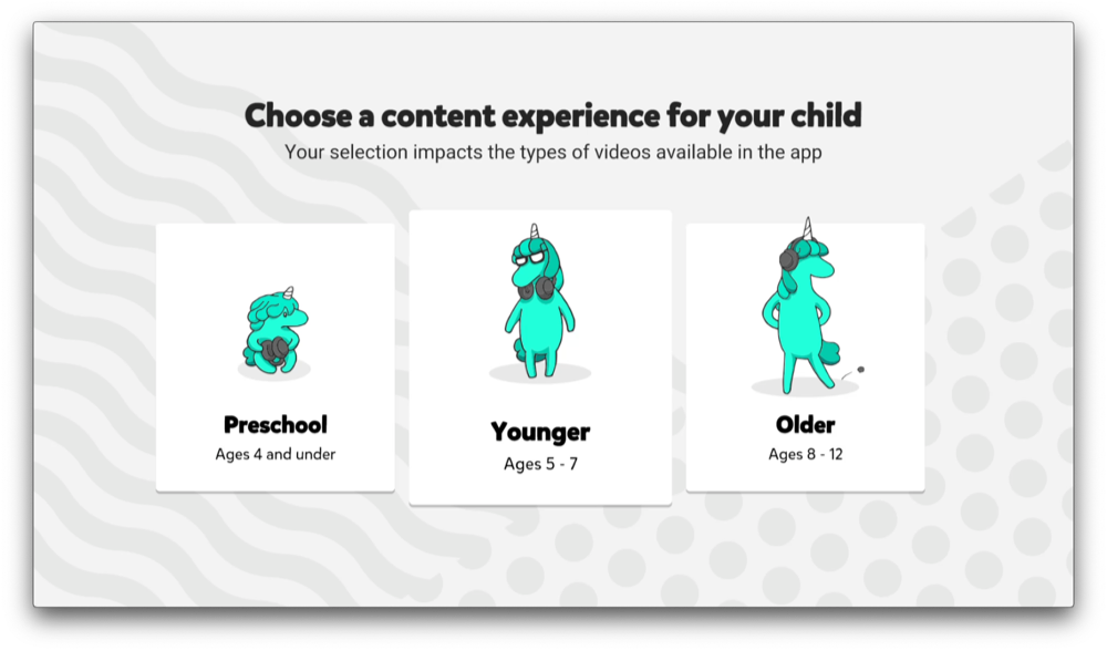 YouTube Kids op Apple TV: leeftijd kiezen.