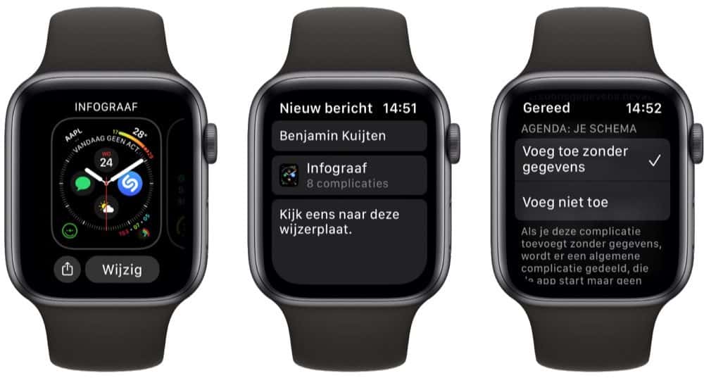 Wijzerplaat delen vanaf Apple Watch