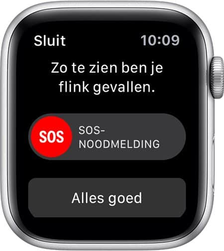Apple Watch valdetectie melding.