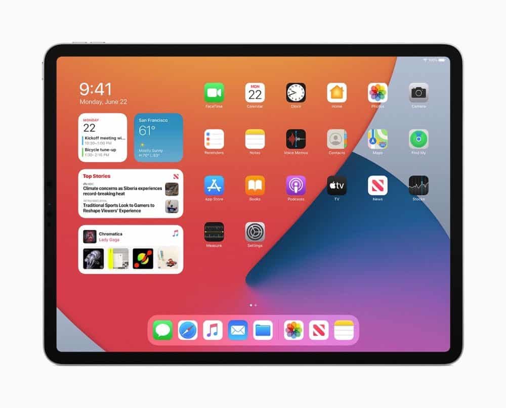iPadOS 14 thuisscherm met widgets