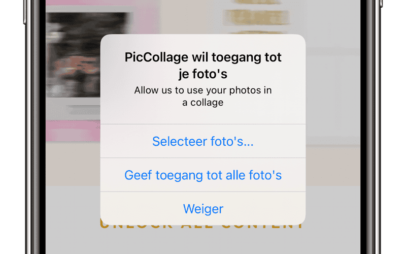 iOS 14: app vraagt toestemming tot foto's.