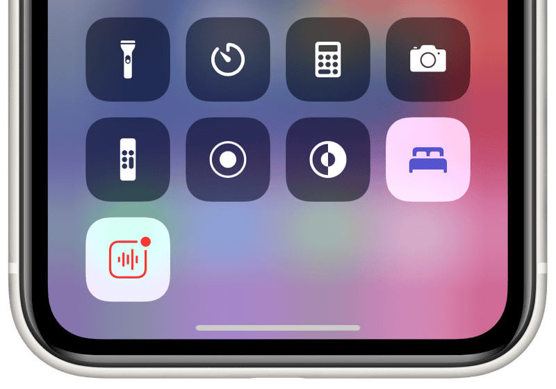 iOS 14: Bedieningspaneel met knop voor Slaapmodus.