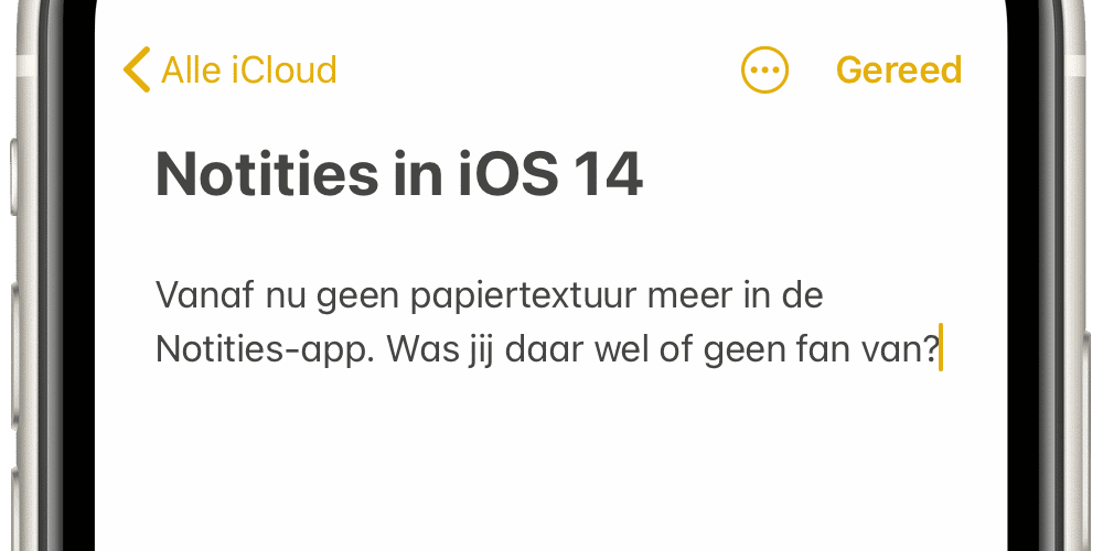 iOS 14: Notities niet meer met papiertextuur.