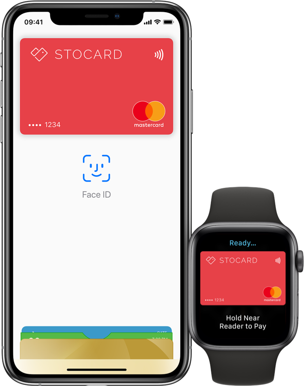 Stocard Apple Pay op iPhone en Apple Watch.