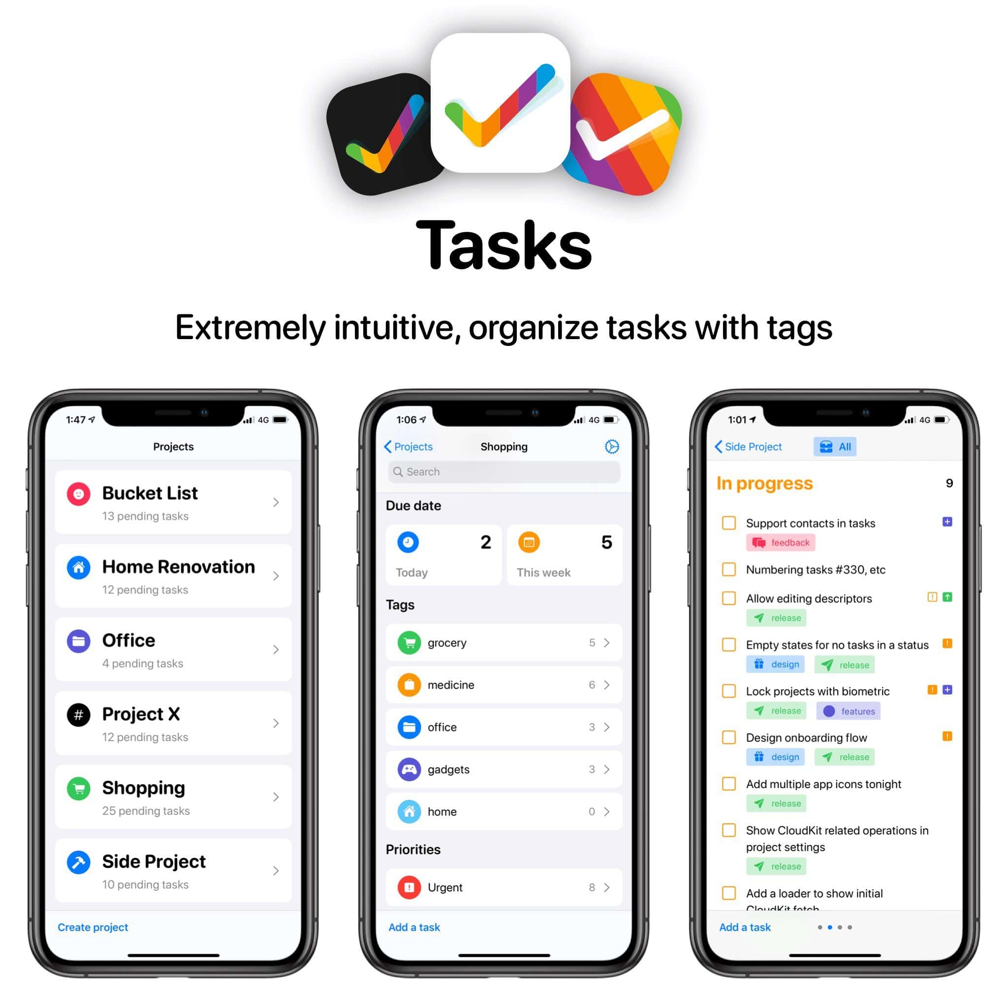 Tasks app op iPhone en iPad.