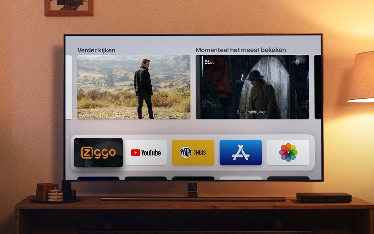 Ziggo op Apple TV in de woonkamer.