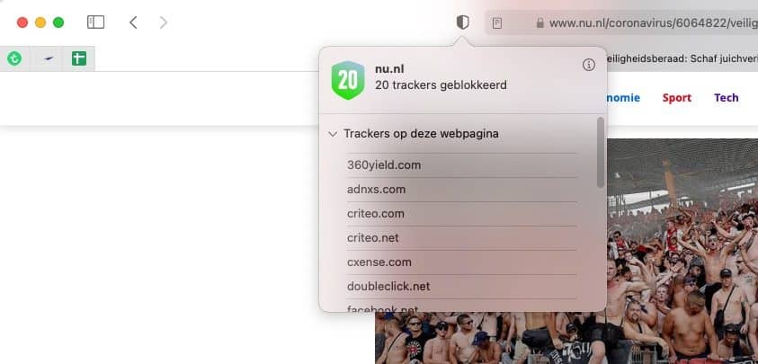 Geblokkeerde trackers Safari macOS Big Sur